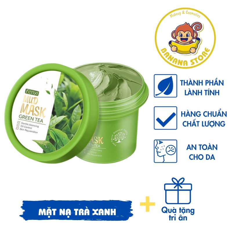 Mặt nạ trà xanh bùn non giảm lỗ chân lông mụn đầu đen kiểm soát dầu nhờn cho da BANANA