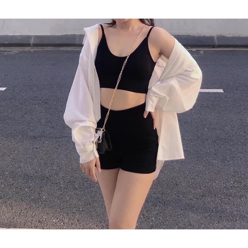 [AN MỘC] Quần short đùi ôm tập thể dục, phối đồ ngầu cá tính cho nữ