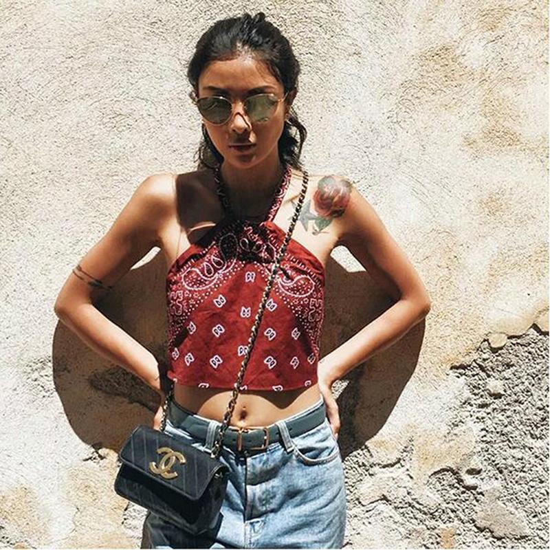 Áo yếm bằng chất liệu linen in họa tiết thời trang dành cho nữ