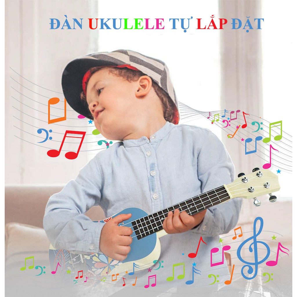 [GIÁ HỦY DIỆT] Đàn UKULELE Soprano tự lắp đầy đủ phụ kiện lắp đặt và màu vẽ tự trang trí đàn ukulele giá rẻ