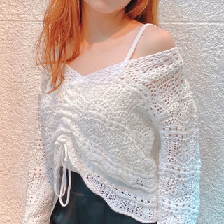 Áo trắng cổ V dây rút DA223