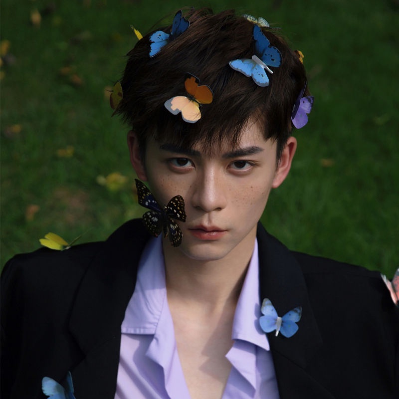 Miếng dán ba chiều hình bướm đôi giả dùng trang trí má và khuôn mặt làm đạo cụ chụp ảnh