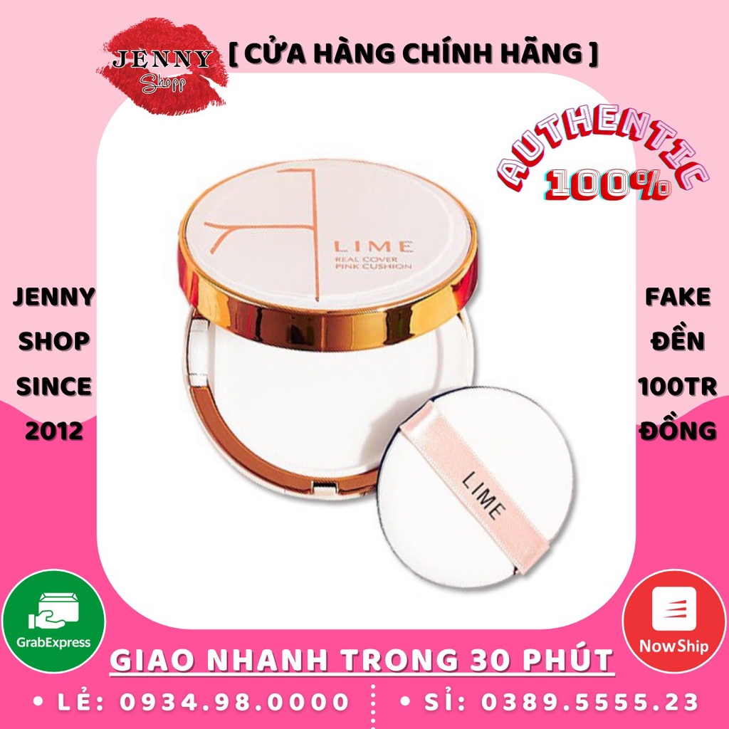 Phấn Nước LIME Real Cover Pink &amp; V Collagen Ample SPF50 PA+++