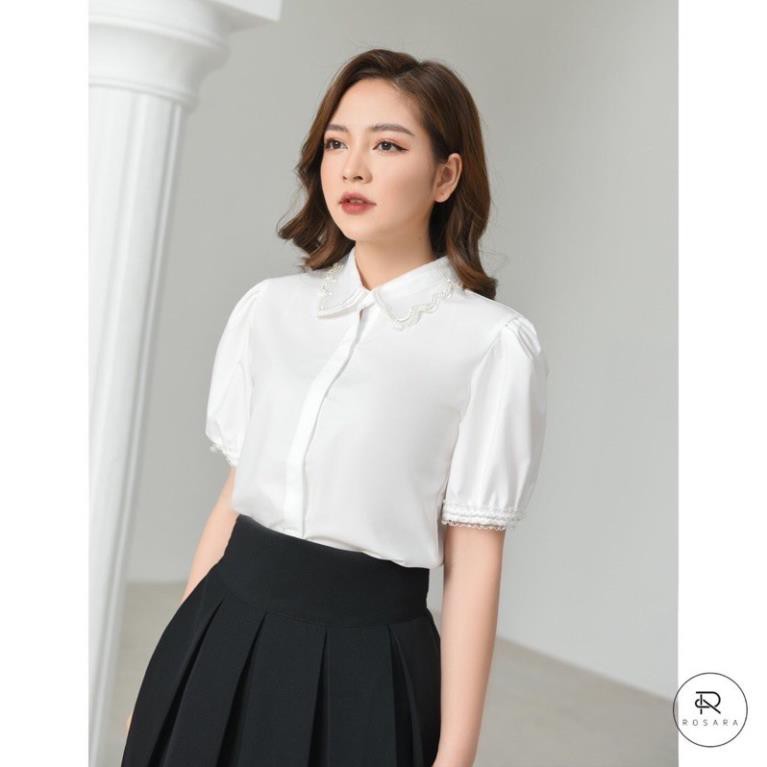 Áo Sơ Mi Nữ trắng tay cộc Xuu Design  Freeship - Ảnh Thật Sơ mi kiểu SMK10