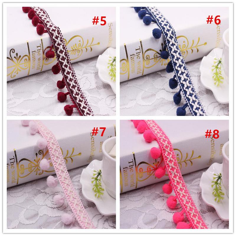 Dải dây tua rua hạt pom pom nhiều màu sắc