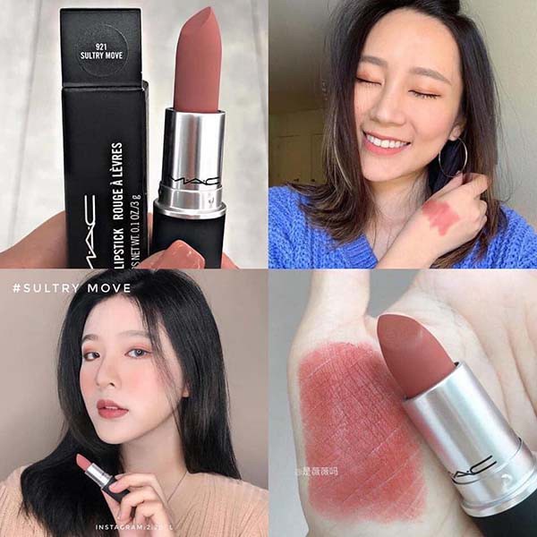 Son MAC Sultry Move 921 Màu Hồng Đào - Powder Kiss Lipstick, son MAC chính hãng date mới bao check code