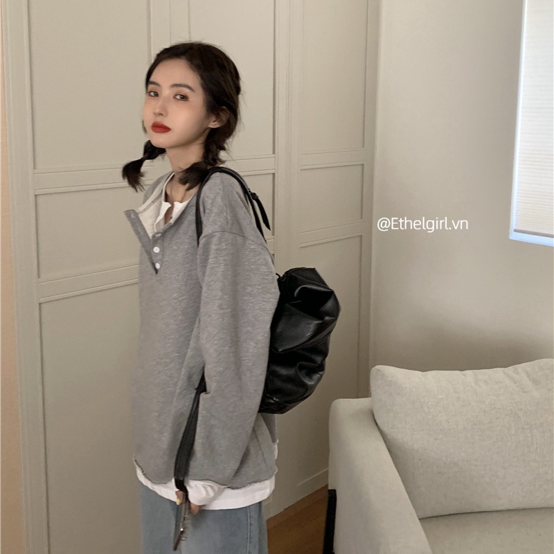 Áo Thun Tay Dài Cổ Tròn Thời Trang Hàn Quốc Sành Điệu Cho Nữ