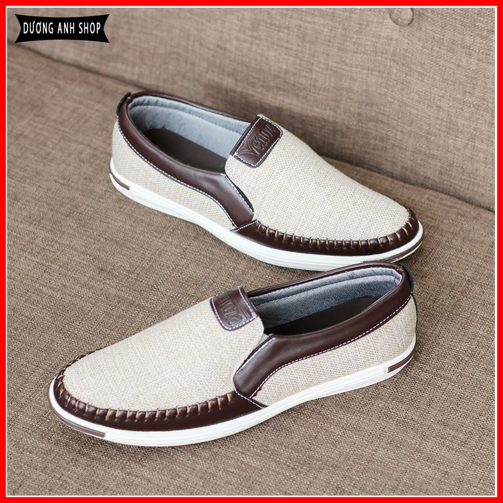 Giày lười. Giày mọi nam. Giày lười vải xu hướng hot 2019 mã MD1 nâu sáng.(Ưu đãi lớn giảm 50%) | BigBuy360 - bigbuy360.vn