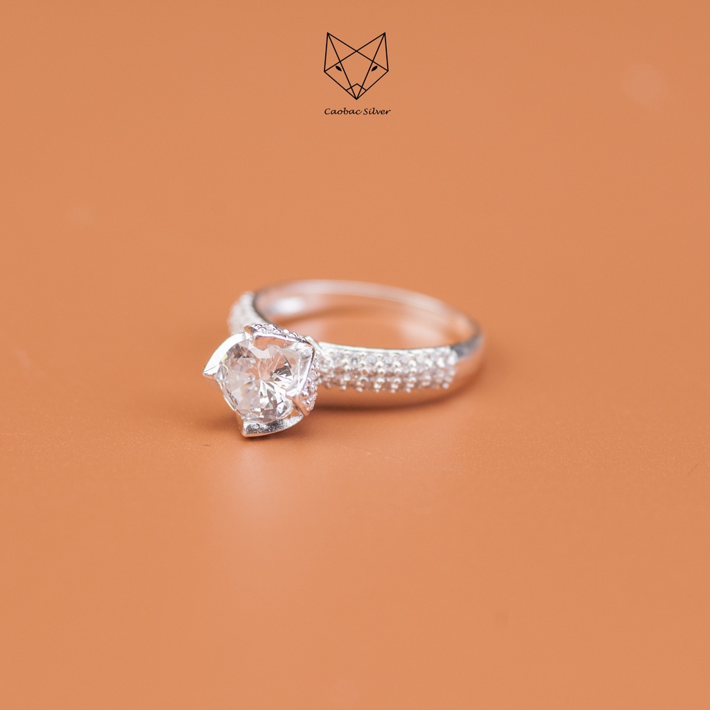 Nhẫn Bạc Ta Đính Đá Cao Cấp  CaoBac Silver Vương Miện Kim Cương Nhân Tạo Sang Trọng Dành Tặng Riêng Cho Bạn Gái