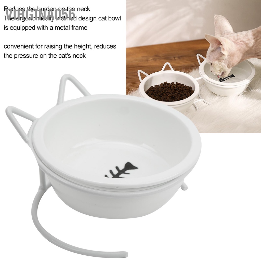 Có thể bán buôn Bát sứ cao cấp cho mèo chống trượt đựng thức ăn có thể nghiêng giá đỡ kim loại thú cưng Cún Virgina056 Hàng giao ngay