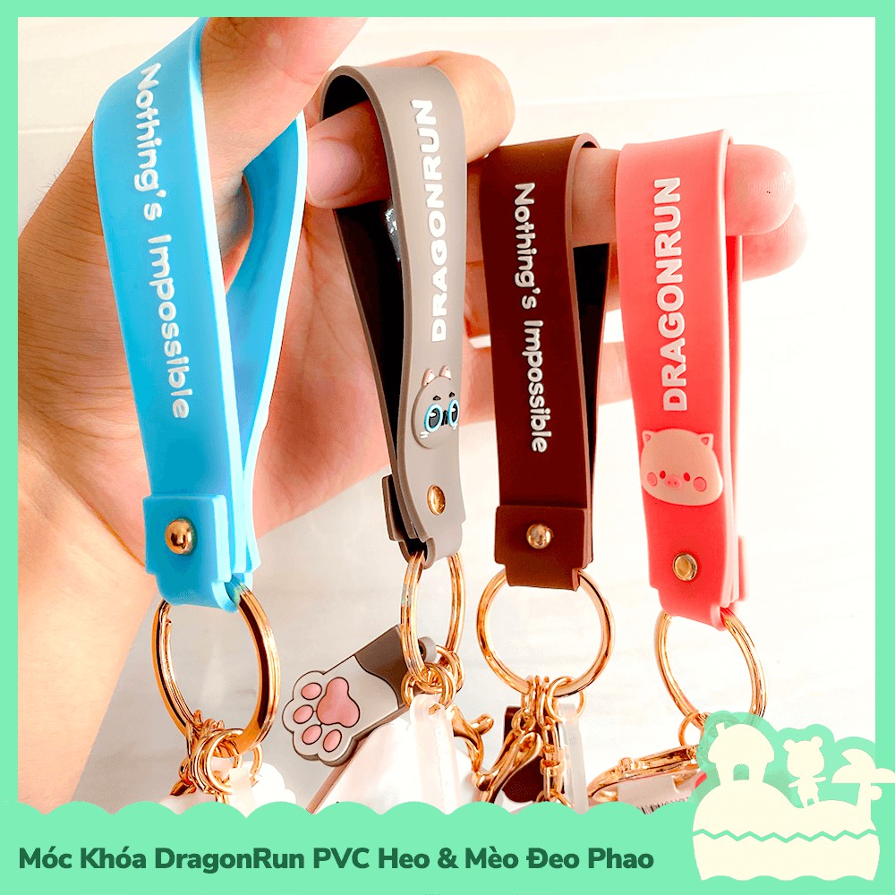 [Sẵn VN] Móc Khóa PVC Dragon Run Heo Và Mèo Đeo Bánh Donut