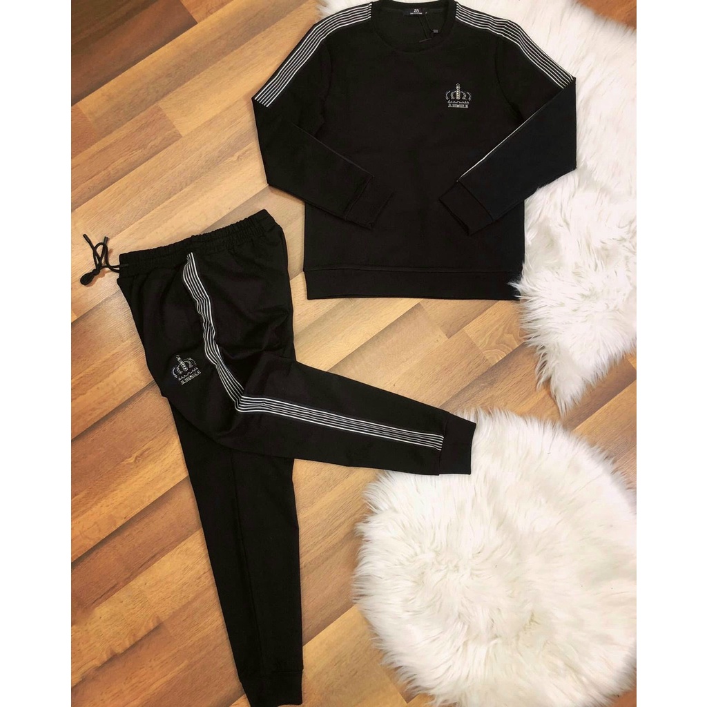 Bộ Nỉ Nam Kẻ Sọc In Logo Độc, Bộ Thu Đông Nam Chất Liệu Nỉ Bóng Lót Lông Cao Cấp - MÃ BD149 [ Shop Bán Sỉ ]