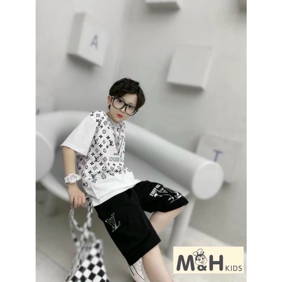 Bô quân áo bé trai dài tay chất liệu da cá ấm áp cho bé 10-20kg, bộ quần áo dài tay thể thao cho bé