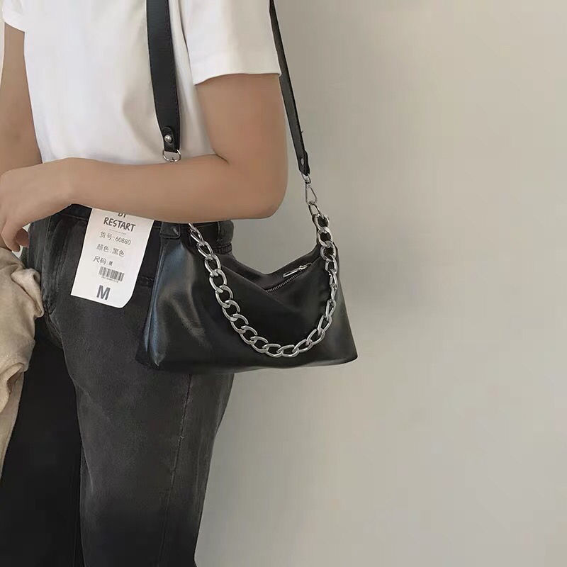 Túi xách bằng da phối dây xích thời trang cho nữ