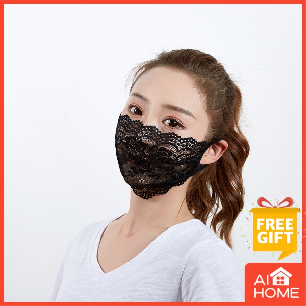 Black lace sunscreen mask adult ladies summer fashion thin single-layer sunshade super breathable comfortable mask