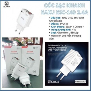 Cóc sạc nhanh kaku ksc- 149, 2.4a