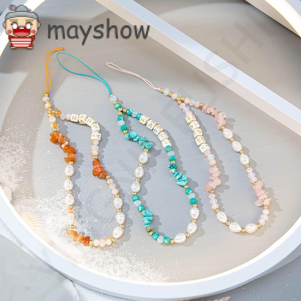 MAYSHOW Universal Mobile Phone Chain Pearl Lanyard for Keys Cellphone Straps Hanging Chains Cord Boho Ornament Cartoon Phone Accessory|Handmade Bead Lanyard/Multicolor