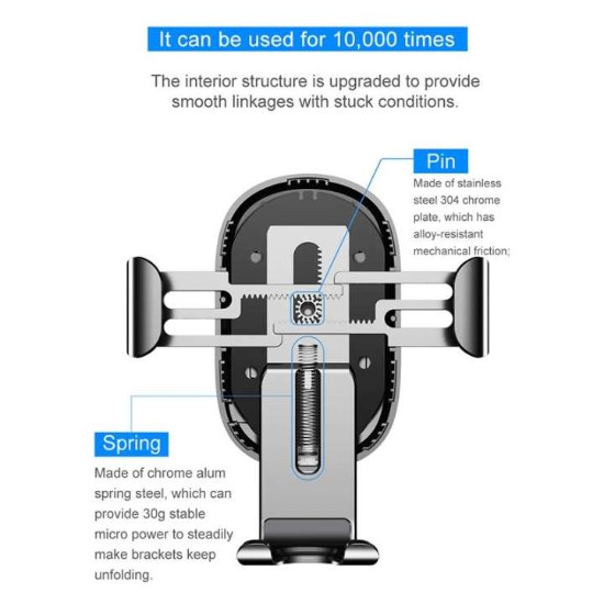 Đế sạc nhanh không dây trên ô tô hãng Baseus công xuất 10W thông minh kiêm chuẩn Qi cho iphone , SamSung BH 18 tháng