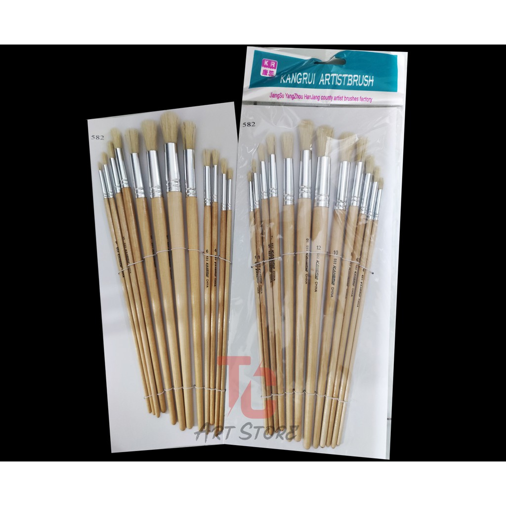 Bộ Cọ Vẽ Đầu Tròn, Cọ Lông Thú Kang Rui Artist Brush12 Cây