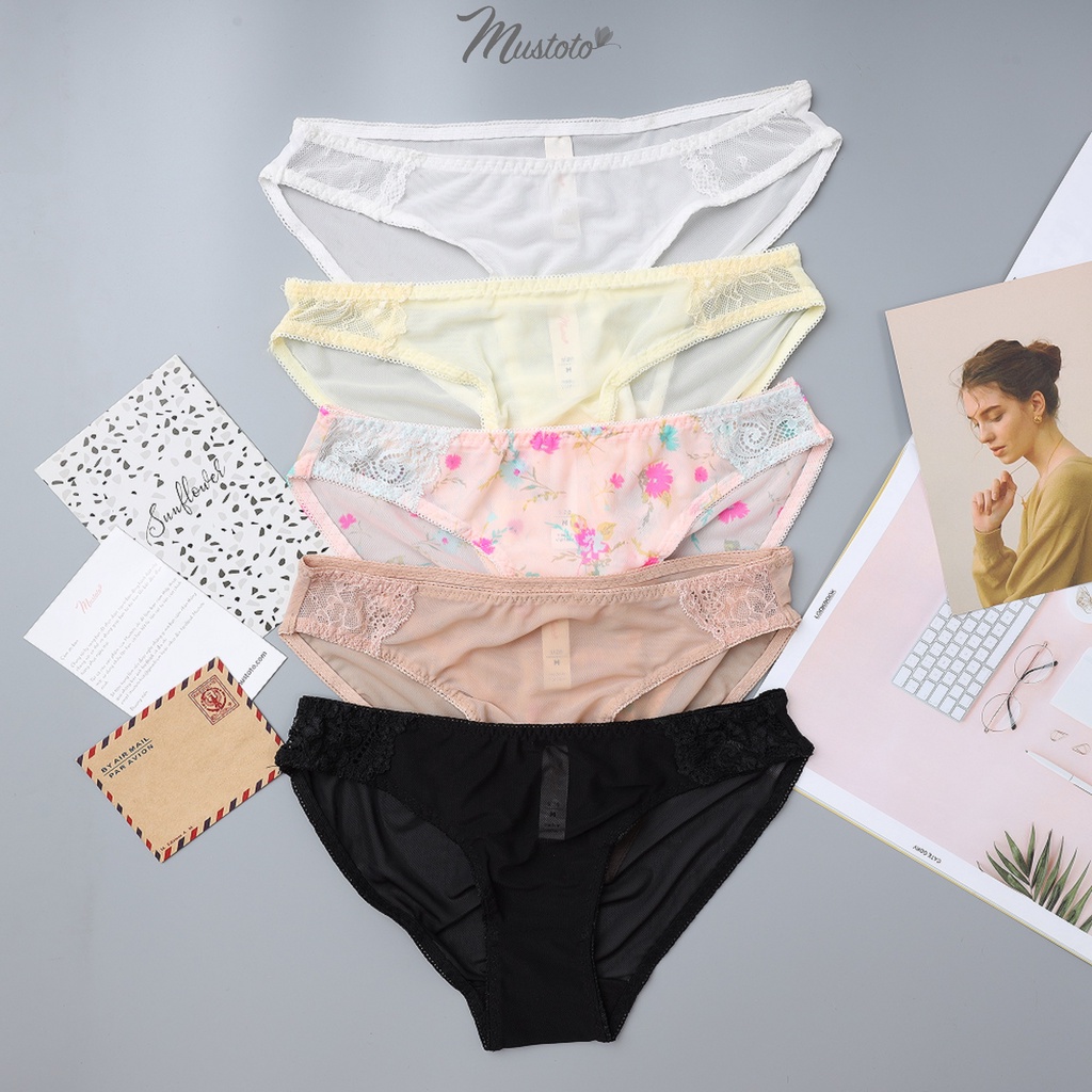 Combo 6 Quần Lót Nữ Lưới Phối Ren Trước Lưng Thấp Jasmine (Mustoto MQ03)