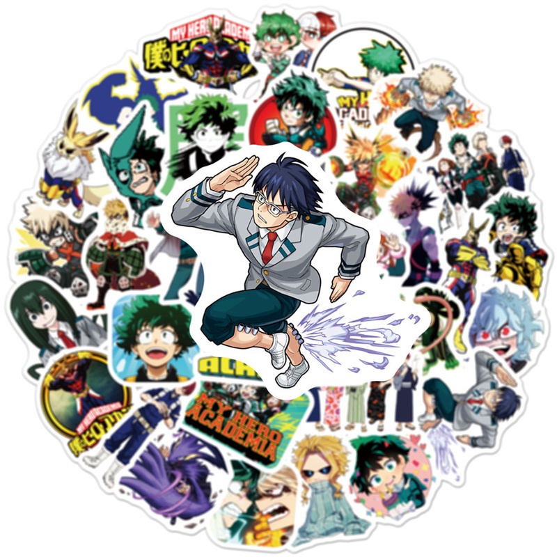 Set 100 Miếng Dán Trang Trí Laptop Phong Cách Hoạt Hình My Hero Academia