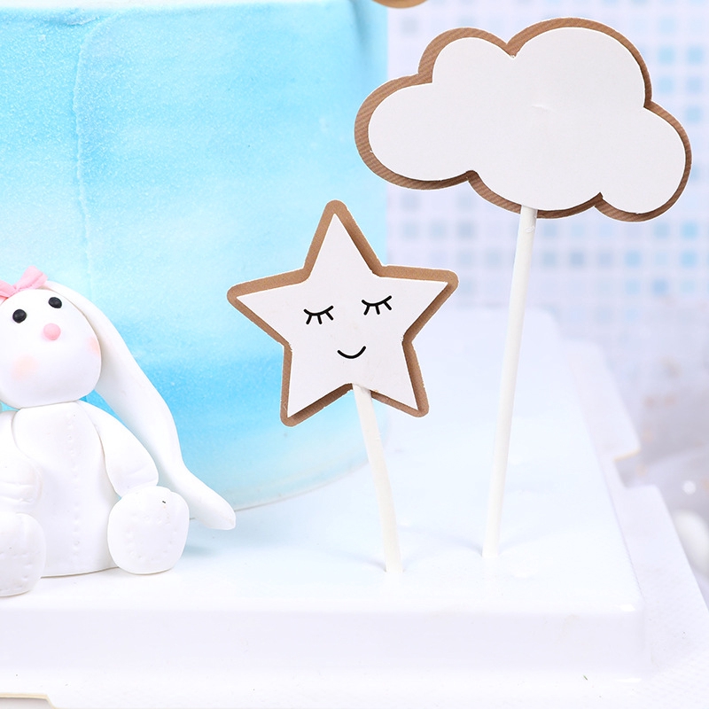 Bộ 9 Que Cắm Trang Trí Bánh Kem Hình Mặt Trăng/Ngôi Sao Sáng Tạo Tiện Dụng