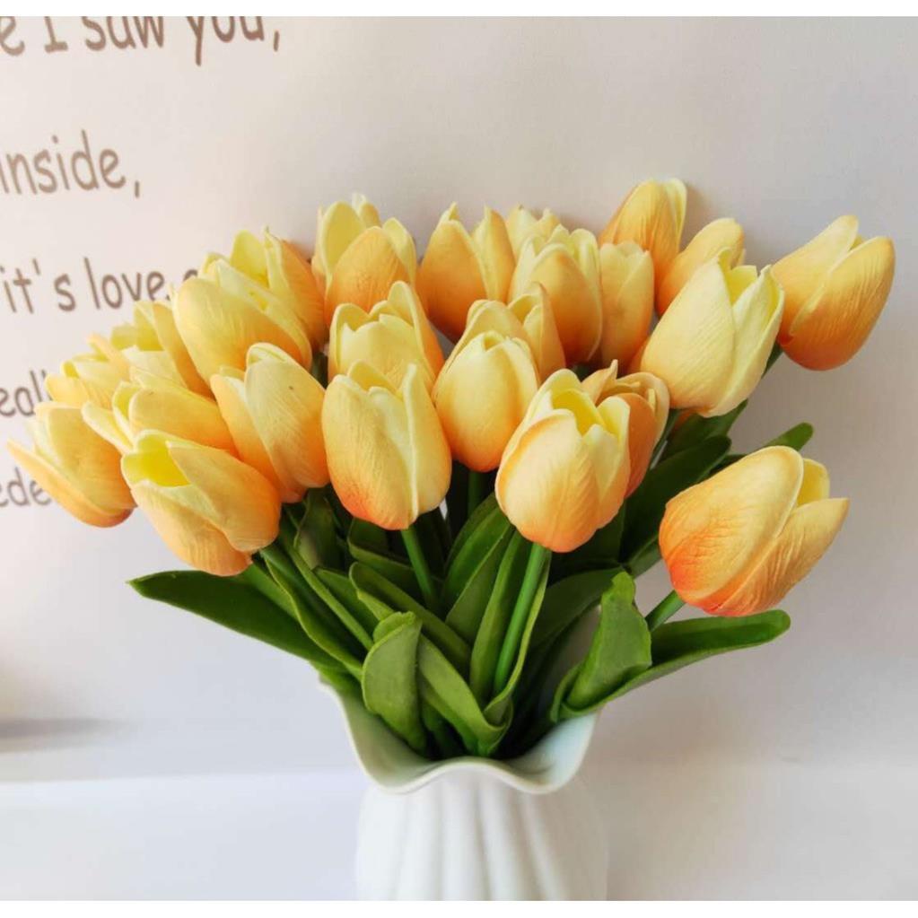 Hoa Tulip  giả lá xoăn bằng cao su non  mùi thơm nhẹ, giống thật 99%