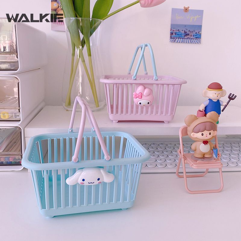 Giỏ Đựng Đồ Mua Sắm Bằng Nhựa In Họa Tiết Hoạt Hình Kuromi Cinnamoroll My Melody Dễ Thương Để Bàn Tiện Dụng