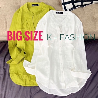 BIG SIZE - CỔ TRỤ - COTTON THÁI - ÁO SƠ MI NỮ