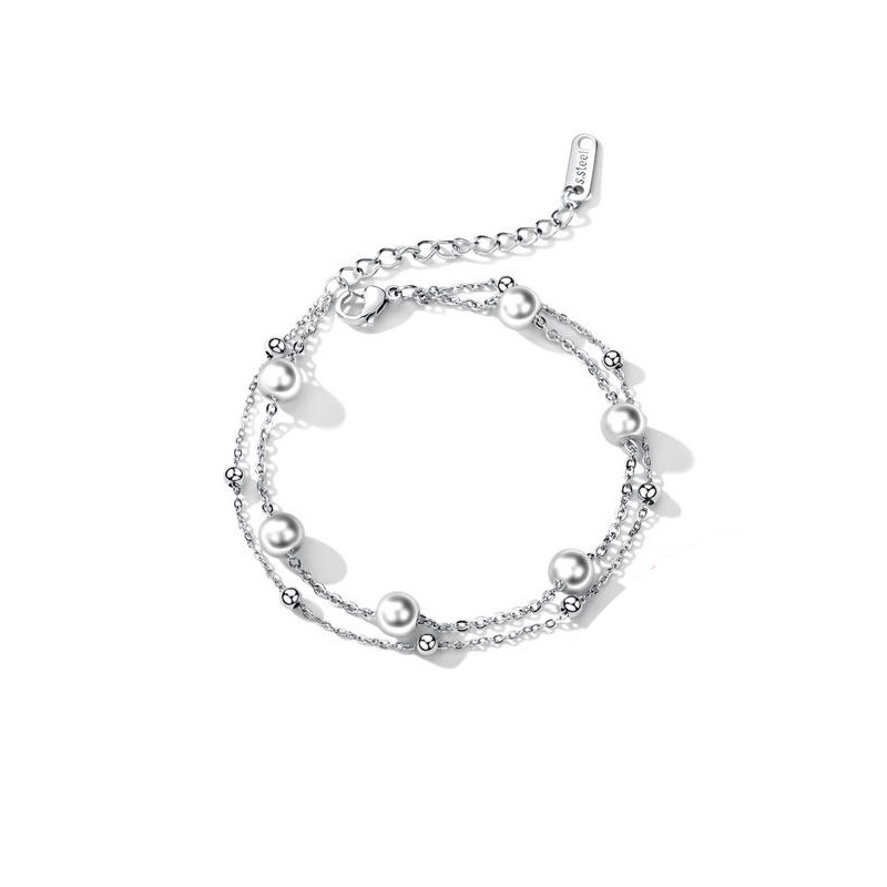 Vòng Tay Nhiều Lớp Mạ Vàng Hồng Đính Hạt Ngọc Trai