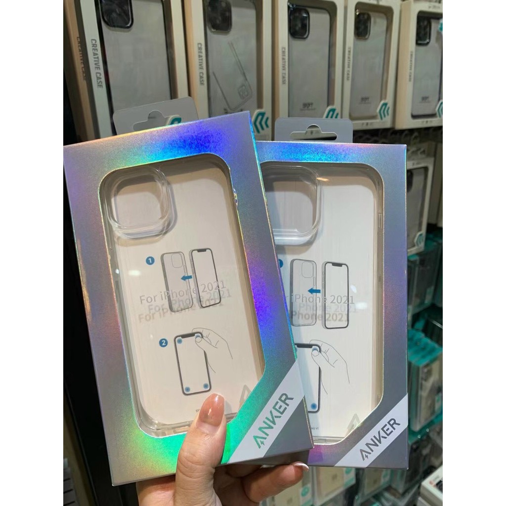 CHÍNH HÃNG THANH LÝ Ốp lưng trong suốt Anker cho iP13 pro / max lưng trong kính cứng chống ố viền dẻo bảo vệ máy