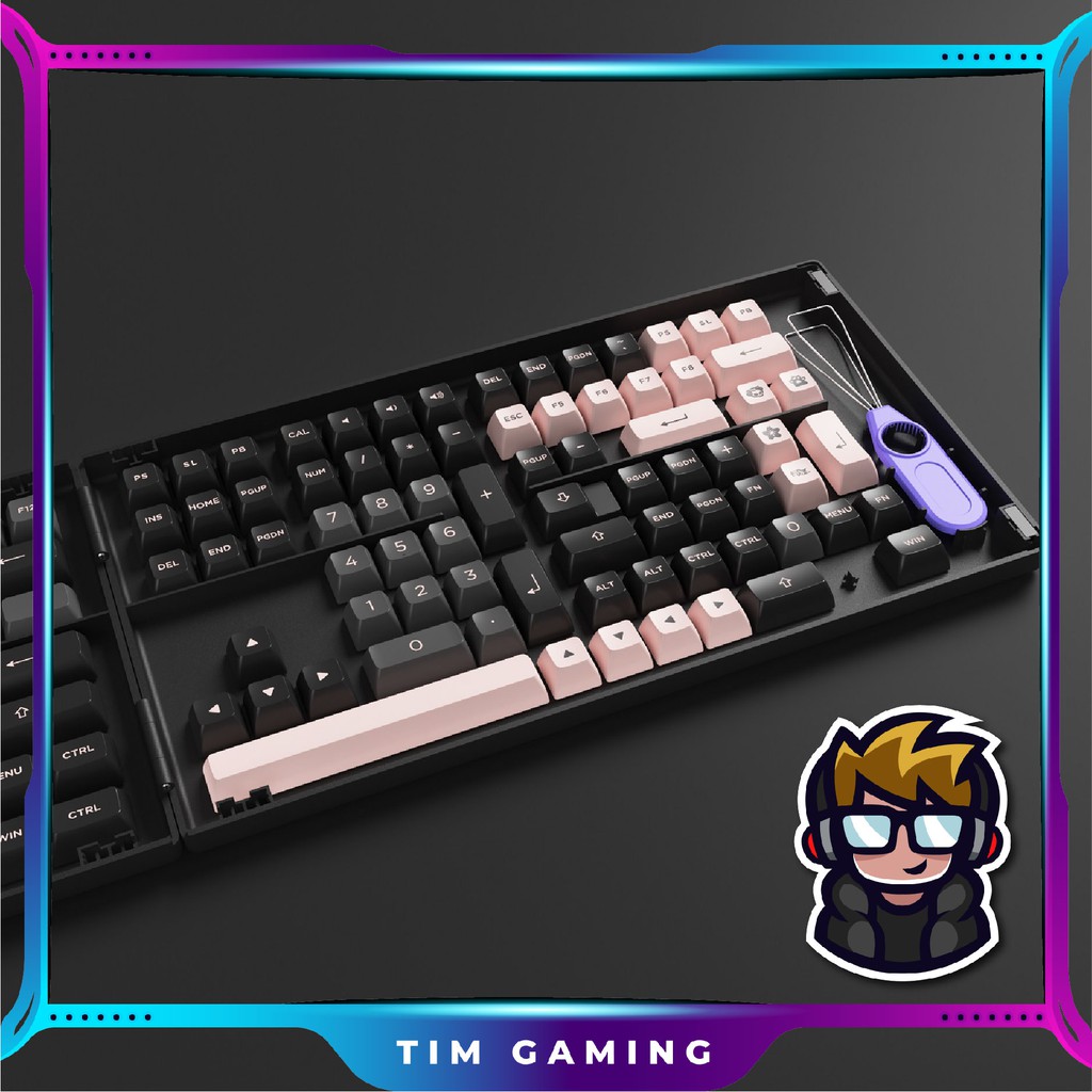 [Mã 254ELSALE giảm 7% đơn 300K] Bộ Keycap AKKO Black Pink (PBT Double-Shot/ASA profile/158 nút)