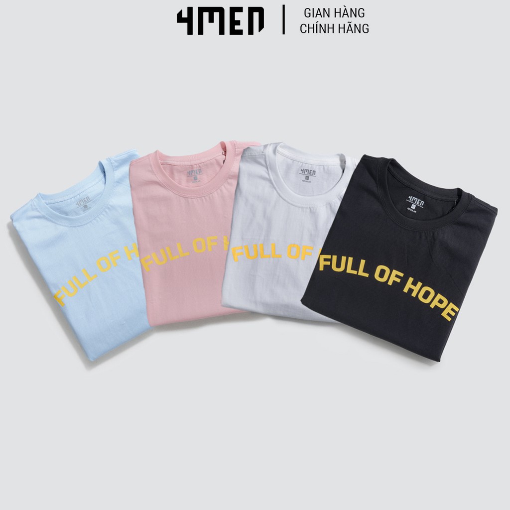 Áo thun nam cotton 4MEN AT048 cổ tròn, ngắn tay, form suông, vải cotton dày dặn, thoáng mát, in chữ trước ngực | BigBuy360 - bigbuy360.vn