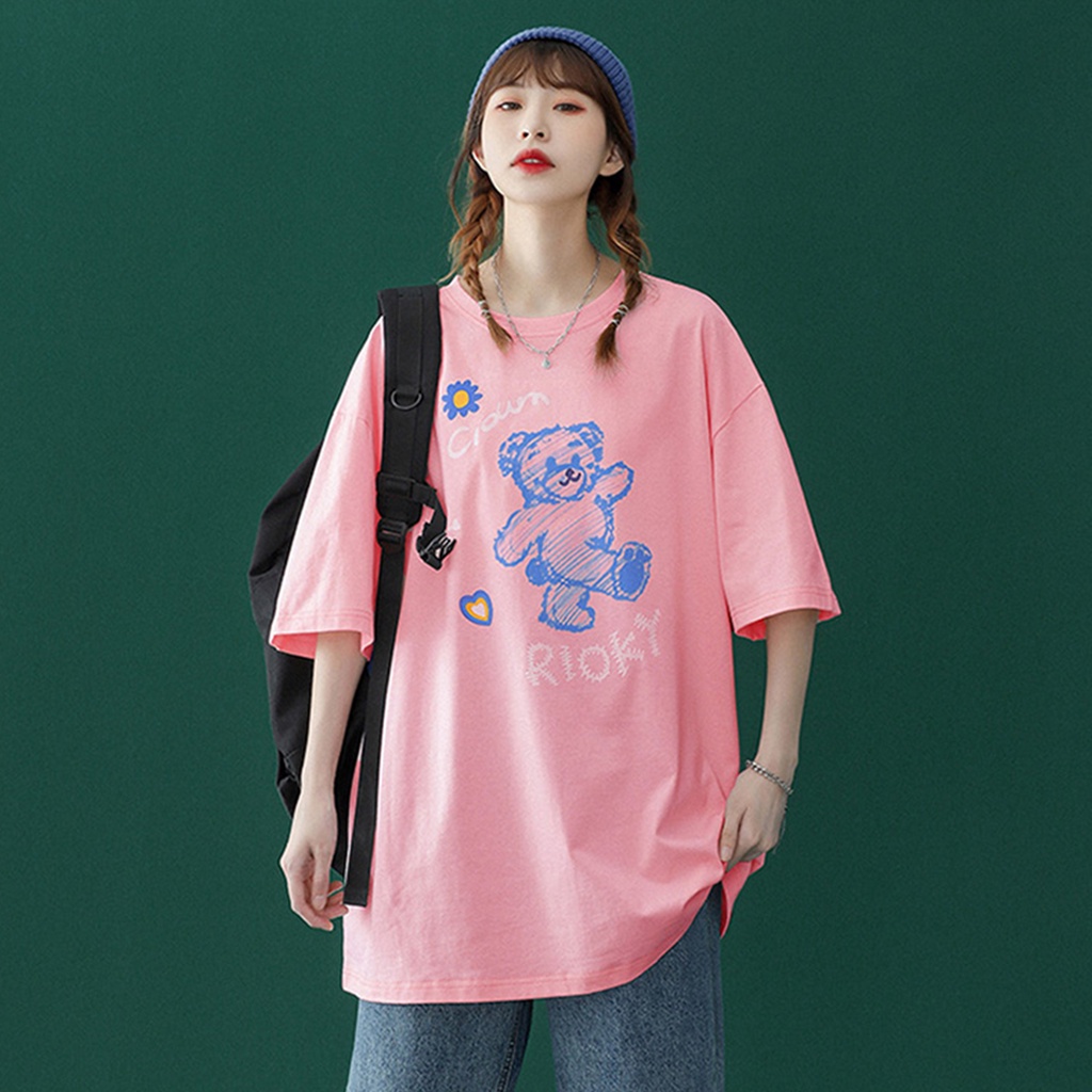 Áo thun Gấu Rioky form rộng tay lỡ nhiều màu nhiều size ( V265 )