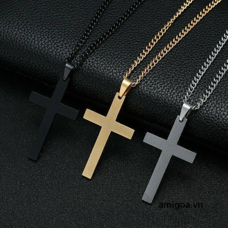 ✨✨Vòng cổ dạng dây xích với mặt hình chữ thập bằng thép titan cá tính cho nam và nữ