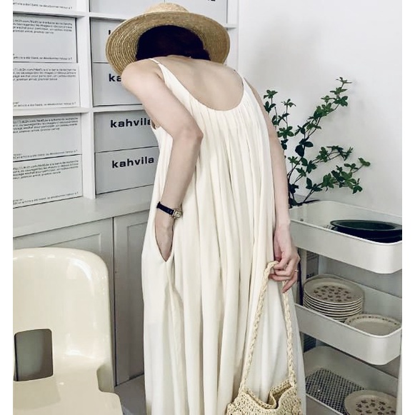 Váy dài 2 dây đi biển, đầm maxi dài 2 lớp lụa cao cấp