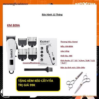 ❤️TẶNG KÈM KÉO TỈA+ CẮT❤️Tông Đơ Cắt Tóc Đa Nắng Tiện Dụng Kemei KM-809A Cao Cấp- MOXOMO