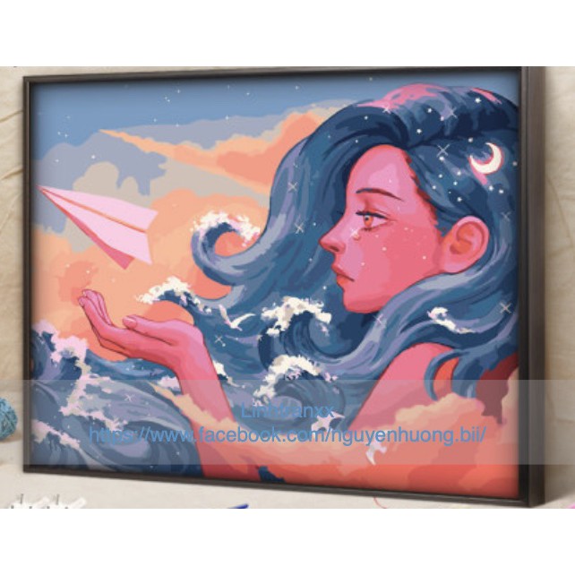 (sẵn) Tranh sơn dầu số hóa kích thước 40x50cm (có khung)