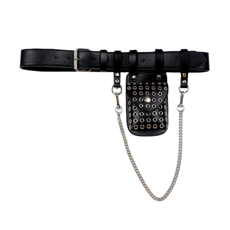 Túi Đeo Hông Giả Da Kèm Dây Đeo Sợi Xích Thời Trang Cá Tính Cho Nữ