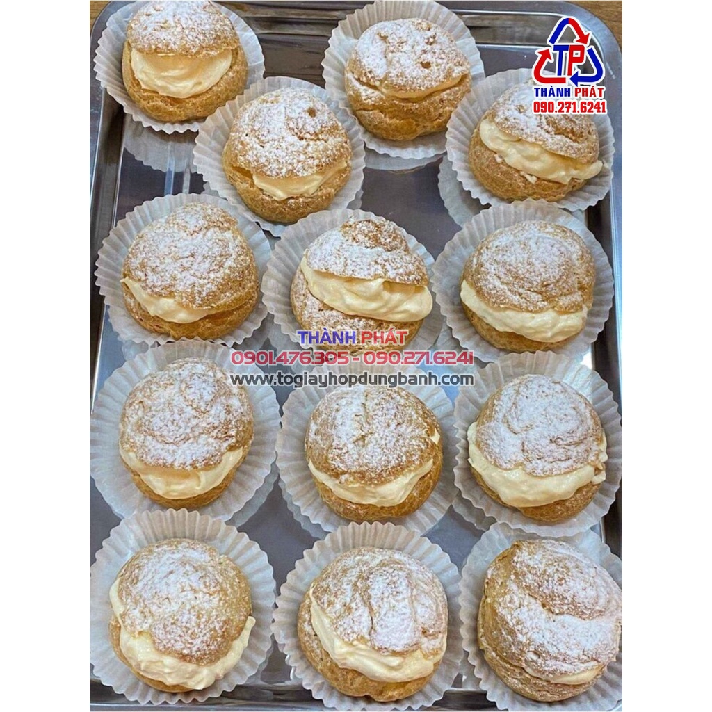 350 Cup mềm 12cm lót bánh crep sầu riêng, bông lan trứng muối nhỏ, mochi