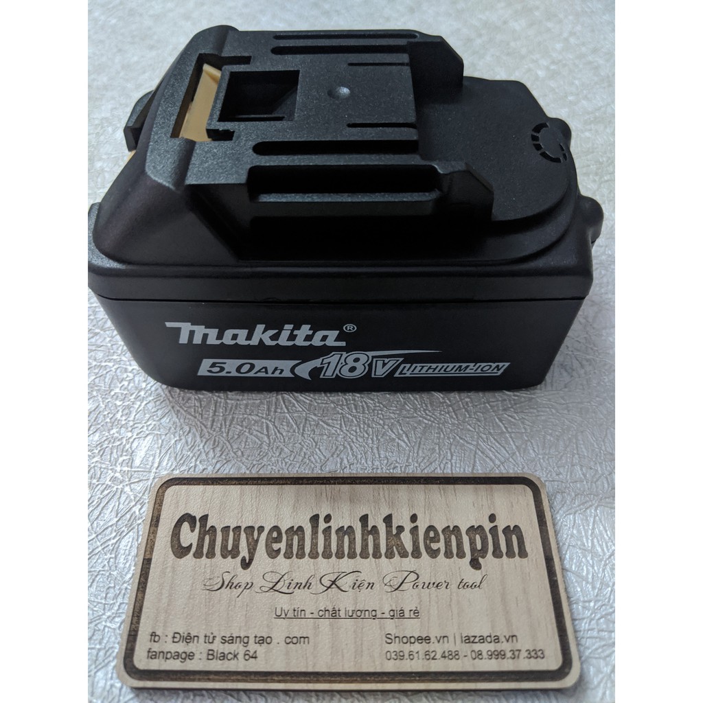 Vỏ pin Makita 18v adaptor, loại 2 hàng - 10 cell_lẫy cài da cam_khắc chữ mặt dưới ( BL64_108 )