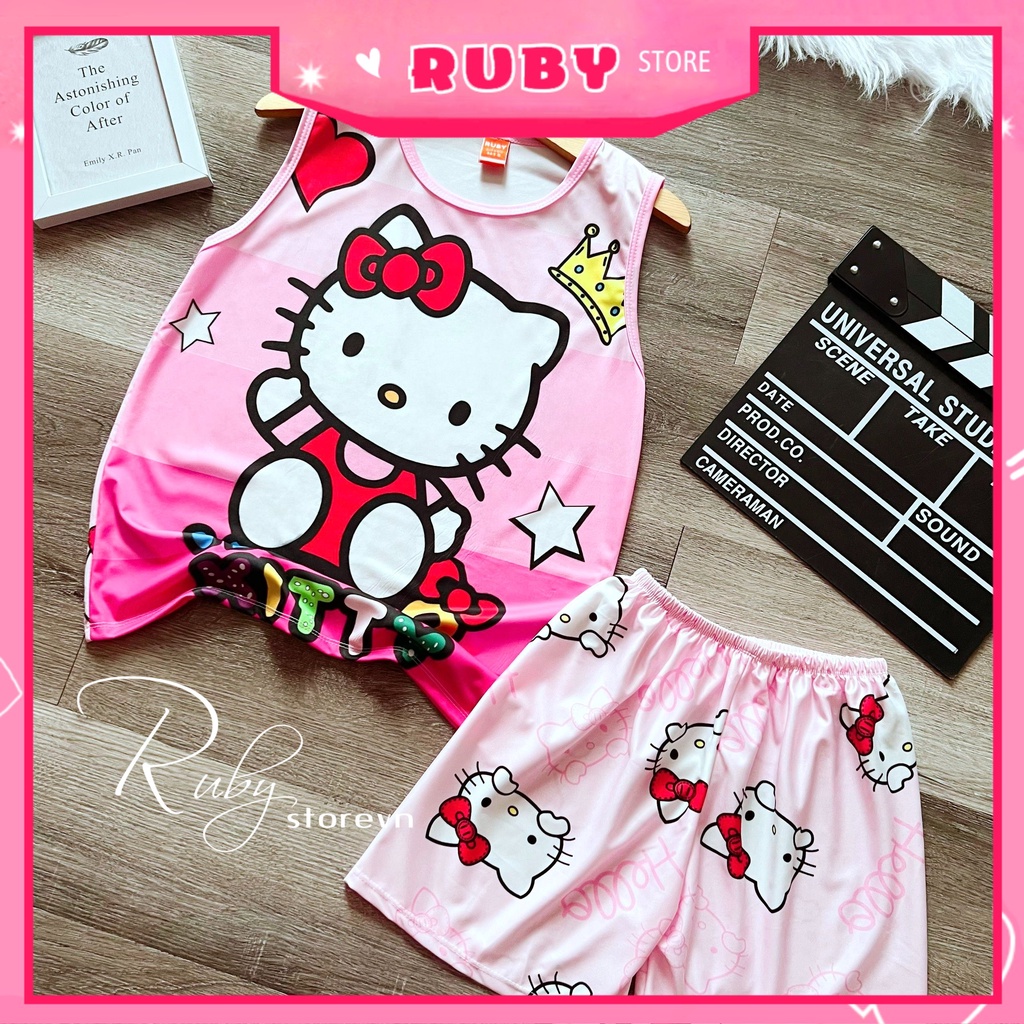 Đồ bộ 3 LỖ - SÁT NÁCH bé trai bé gái 5kg - 47kg chất thun mềm mát in hình Doremon Kitty Chibi dễ thương DBRBSN FULL SIZE