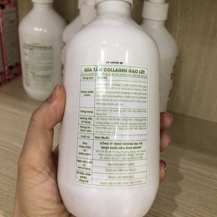 Sữa Tắm Collagen Gạo Lứt The Nature Book - Collagen Brown Rice Body Wash 500ml,