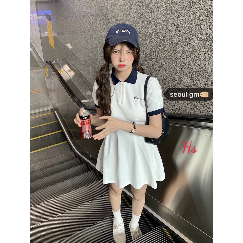 Váy cổ bẻ cài cúc cosmo phong cách trẻ trung,năng động  thời trang hottren 365