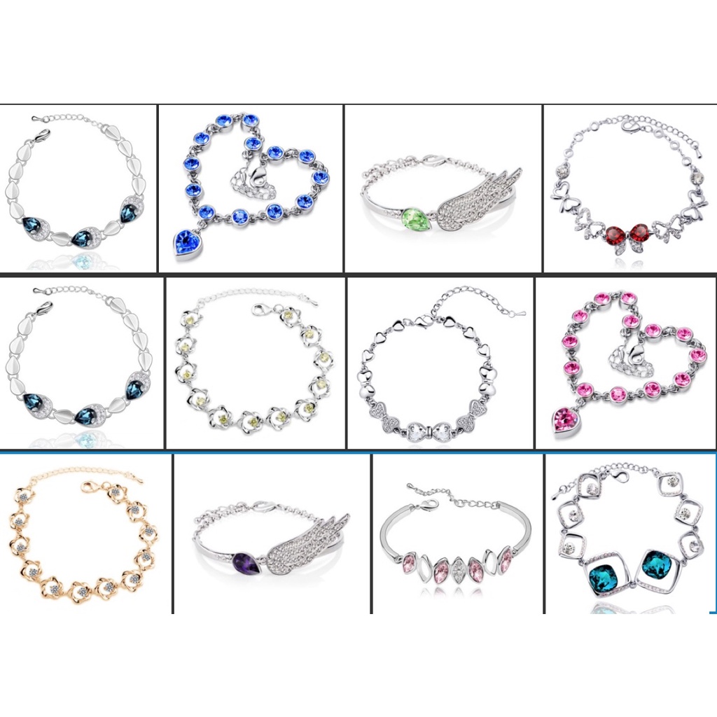 Vòng đeo tay nữ đính hạt pha lê nhiều màu nhiều mẫu Hạ Băng Designs