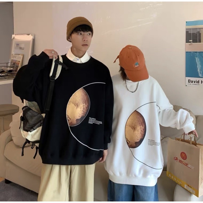 Áo nỉ bông hình mặt trăng, áo đôi freesize unisex