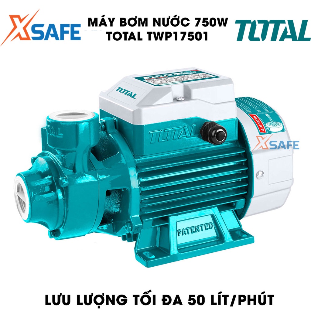 Máy bơm nước 750W TOTAL TWP17501 motor dây đồng Máy bơm nước Total chiều cao bơm tối đa 52m, lưu lượng tối đa 50 lít/ph
