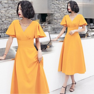 Đầm cổ V tay cánh tiên - VBEO253
