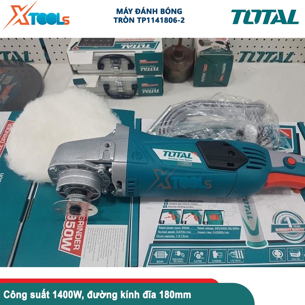 Máy đánh bóng TOTAL TP1141806-2 (TP1141806) chà nhám bề mặt 220V-240V/50Hz-60Hz 1400W (180mm) 3,9kg[CHÍNH HÃNG][XTOOLS]
