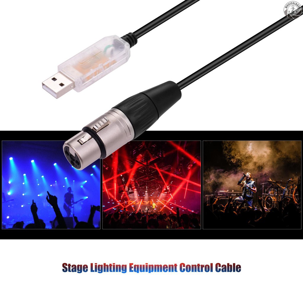 T&T RS485 DMX512 Converter Cable USB to 3Pin XLR Female Interface Computer Connecting Stage Lighting Devices LED Control Cable Compatible with Freestyler Download Transparent Plug 5m Length